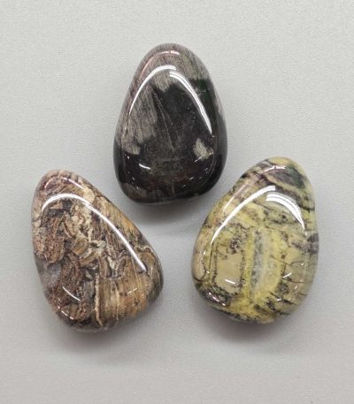 Silver Leaf Jasper Tumble Pendant With Cross Hole 2.5mm 0.8-1.2 inch (2.2-3cm) A