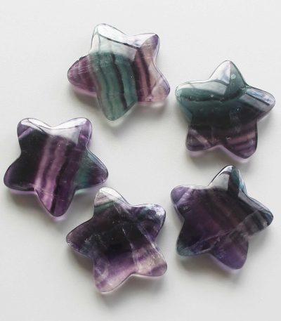 Blue Purple Rainbow Fluorite Star Pendant With Smooth Edge 1.6 inch (1x 4cm) AA