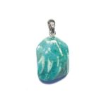 Green Amazonite Straight Faceted Pendant With Silver 15-20mm A/A+