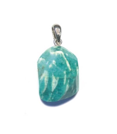 Green Amazonite Straight Faceted Pendant With Silver 15-20mm A/A+