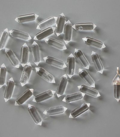 Crystal Double Point Pendant With Silver 7x22mm A+/AA
