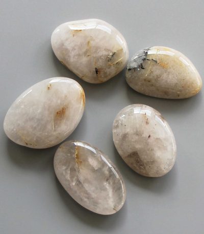 Gold Rutile Quartz Smooth Stone 1.6 inch (0.8-1 x 3.5-4.5cm) A/B