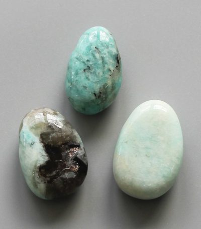 Green Amazonite With Black Spot Tumble Pendant With Cross Hole 2.5mm 0.8-1.2 inch (2.2-3cm) A/B