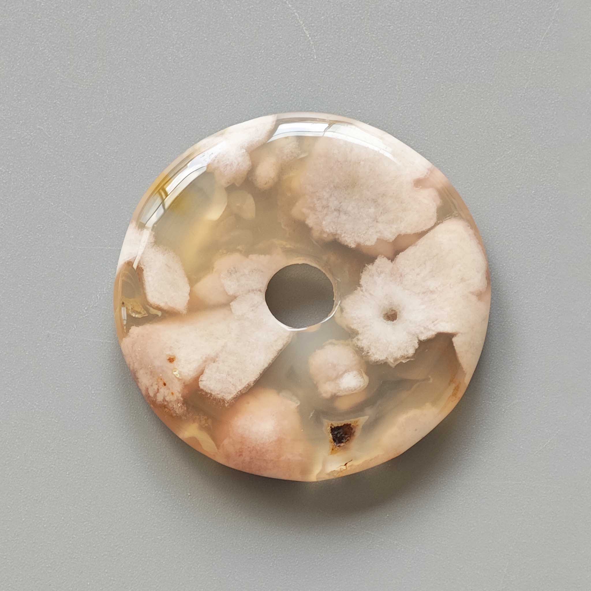 113ae79b5ec631bbe5eb0f73859d6f20 Blossoms Agate Donut 1.8 inch (0.7 x 4.5cm) A/A+