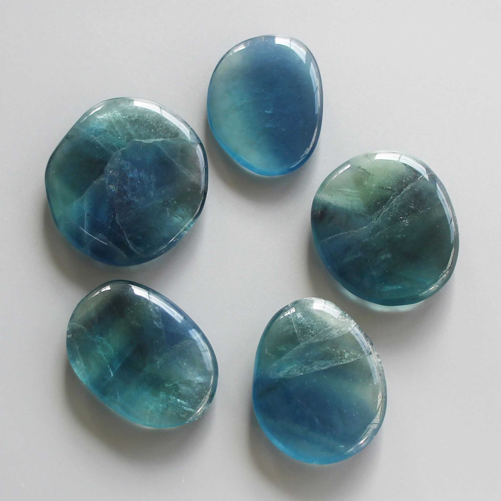 1242b5739703df49f5d19bbd9b281b7e Blue Fluorite Smooth Stone 1.6 inch (0.8-1 x 3.5-4.5cm) A/A+