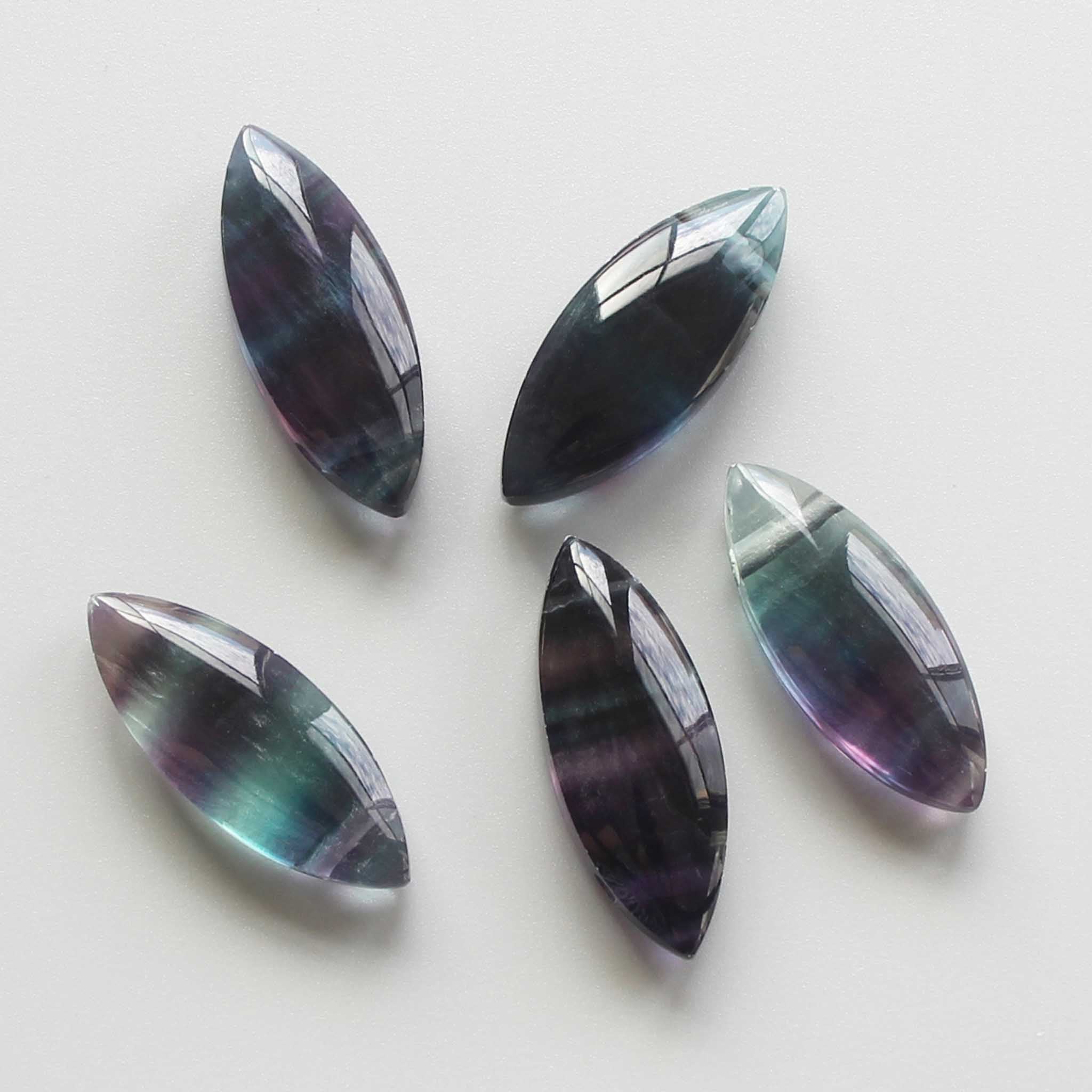 15189b78bfd11ddbbf722636bd22f2ff Blue Purple Rainbow Fluorite Marquise Pendant 1.6 inch (1x1.5x4cm) AA