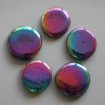 Black Obsidian Laser Deep Rainbow Color Smooth Stone 1.6 inch (0.8-1 x 3.5-4.5cm) A