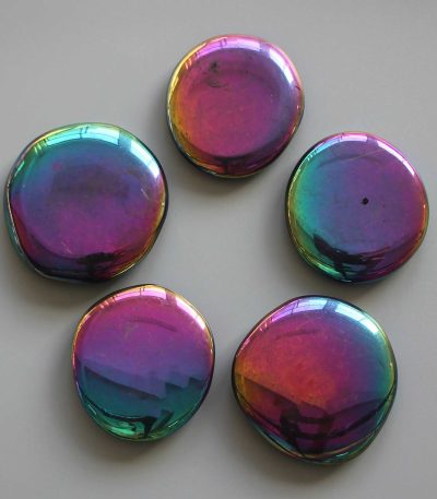 Black Obsidian Laser Deep Rainbow Color Smooth Stone 1.6 inch (0.8-1 x 3.5-4.5cm) A