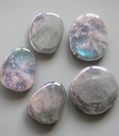 Amethyst Laser AB Rainbow Color Smooth Stone 1.6 inch (0.8-1 x 3.5-4.5cm) A/B
