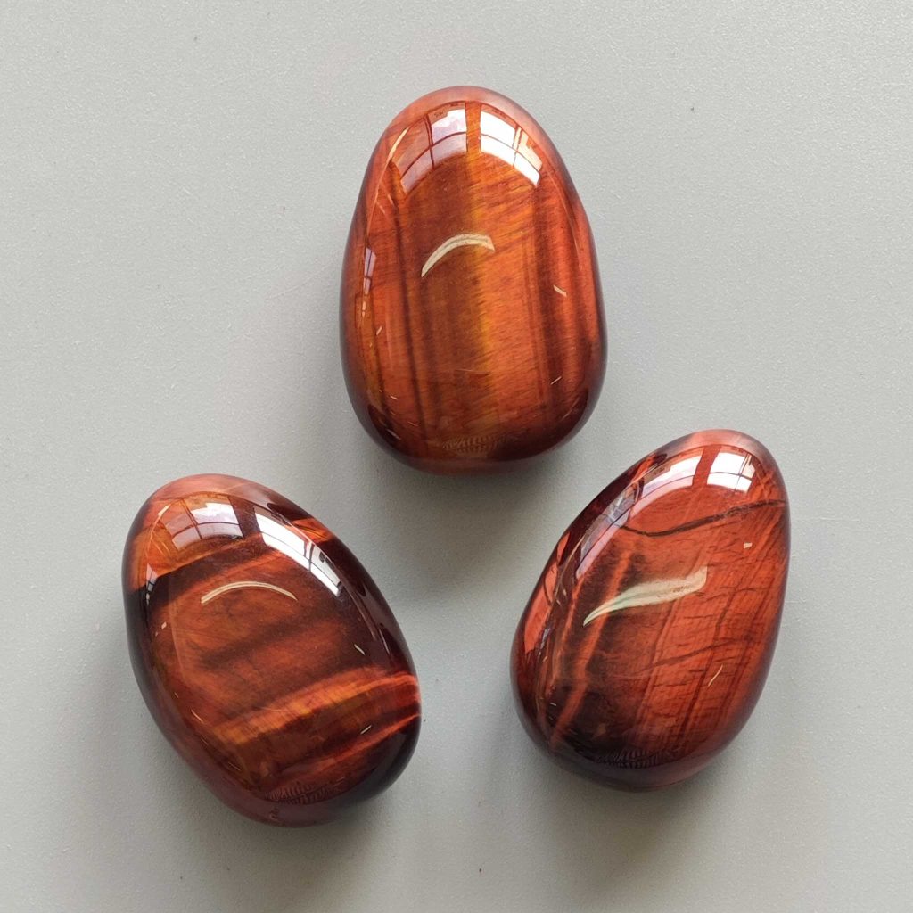 Red Tiger Eye Tumble Pendant With Cross Hole 2.5mm 0.8-1.2 inch (2.2-3cm) A/A+