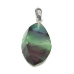 Rainbow Fluorite Straight Faceted Pendant With Silver 25-30mm A