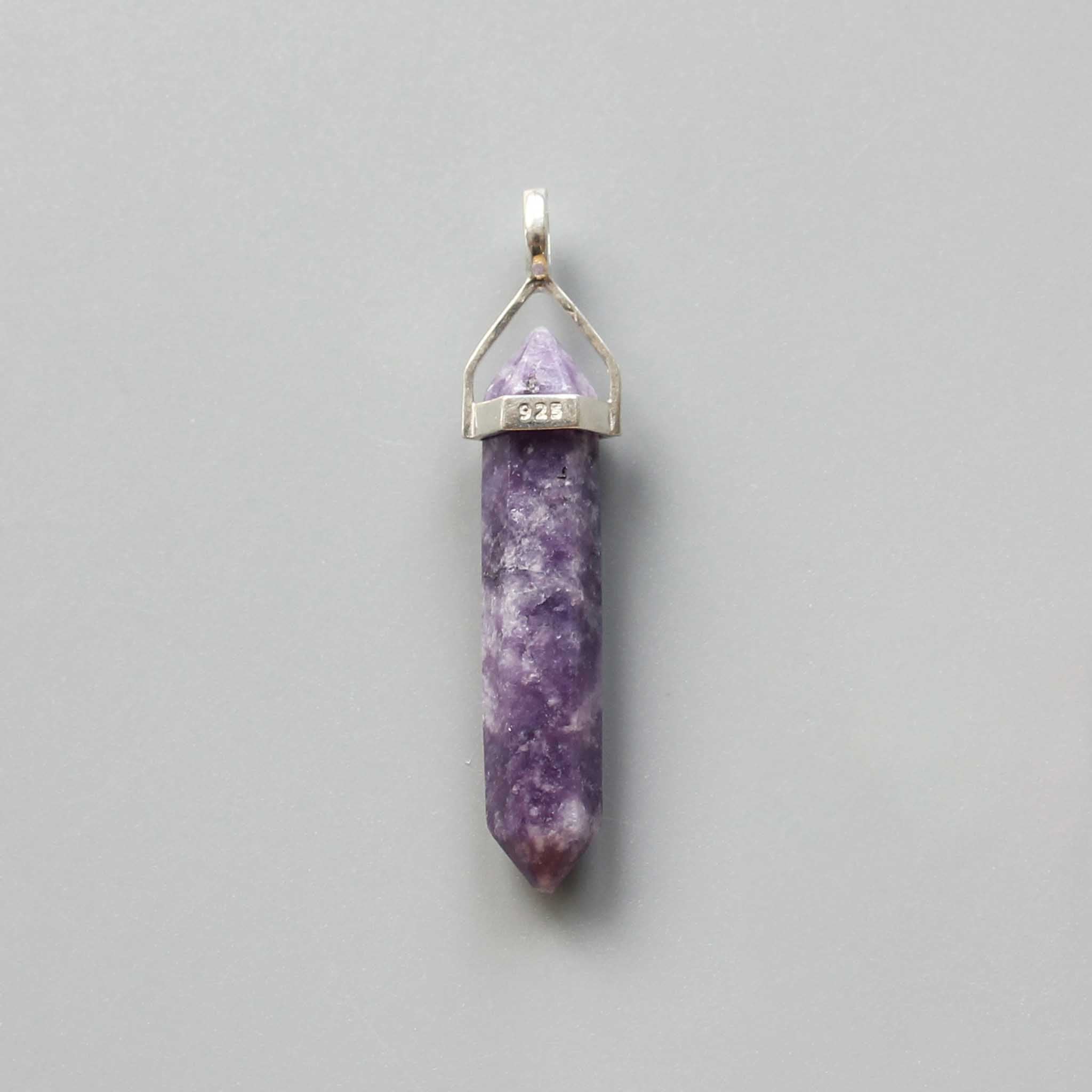 1cb4fb8f36d498bcaeec7908418c7b44-1 Lepidolite Ch Double Point Pendant With Silver 7x30mm A/A+