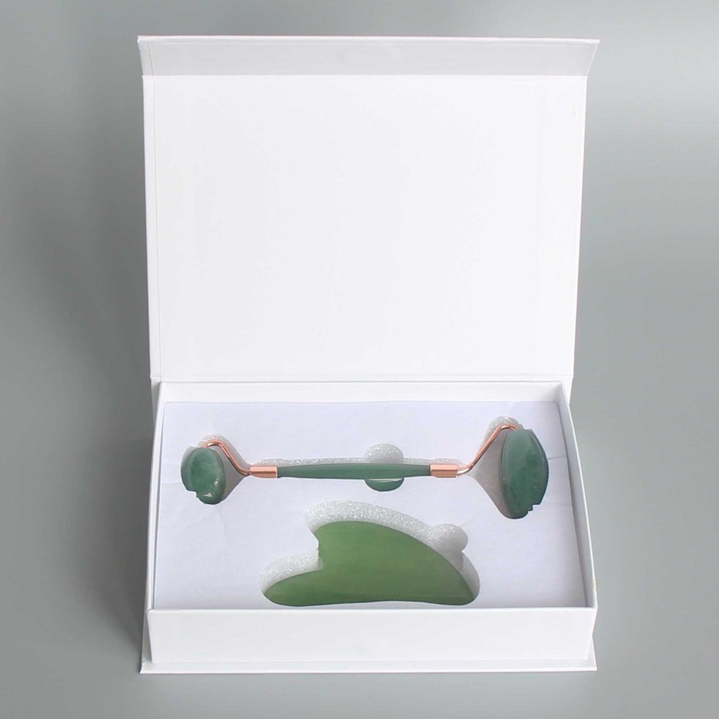 Green Aventurine Massage Roller & Gua Sha Package 3.5x12x17cm A