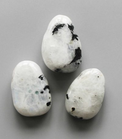 Moonstone With Spark Blue Color Tumble Pendant With Cross Hole 2.5mm 0.8-1.2 inch (2.2-3cm) A