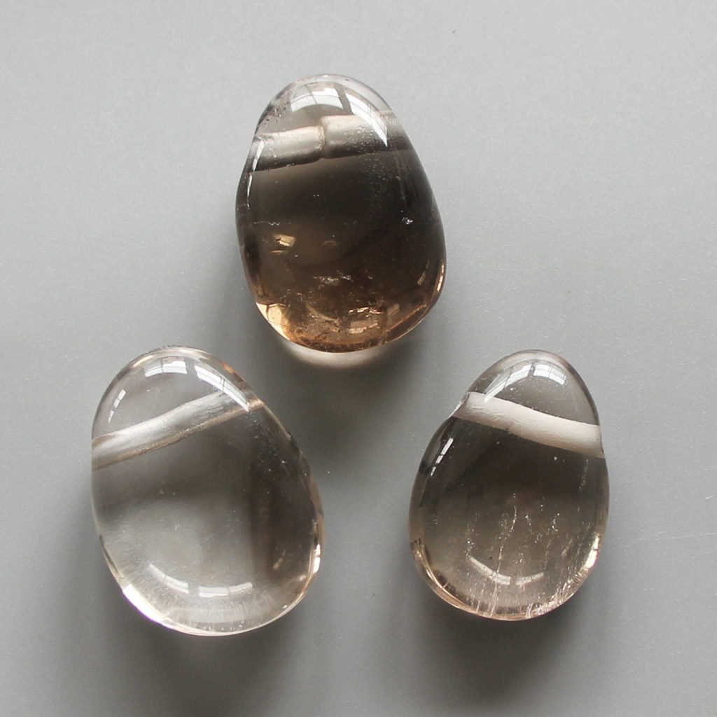 Smoky Quartz Tumble Pendant With Cross Hole 2.5mm 0.8-1.2 inch (2.2-3cm) A+/AA