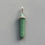 Green Aventurine Double Point Pendant With Silver 7x30mm A