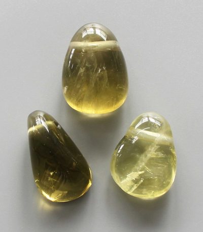 Lemon Quartz Tumble Pendant With Cross Hole 2.5mm 0.8-1.2 inch (2.2-3cm) A+/AA