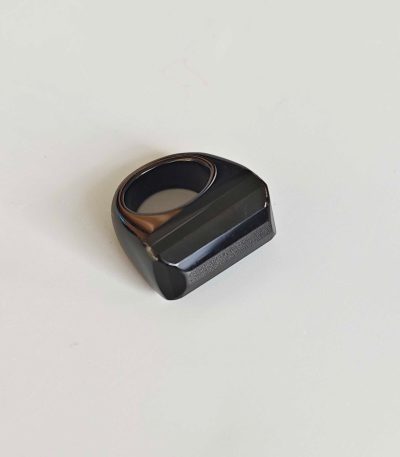 Black Obsidian Straight Faceted Ring (B) 16x30x32mm A
