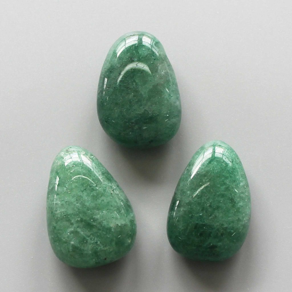 Green Strawberry Quartz Tumble Pendant With Cross Hole 2.5mm 0.8-1.2 inch (2.2-3cm) A/A+
