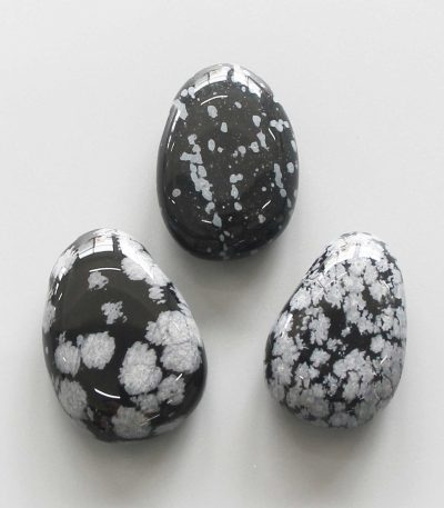 Snowflakes Obsidian Tumble Pendant With Cross Hole 2.5mm 0.8-1.2 inch (2.2-3cm) A