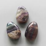 Yellow With Purple Stripe Fluorite Tumble Pendant With Cross Hole 2.5mm 0.8-1.2 inch (2.2-3cm) A/B