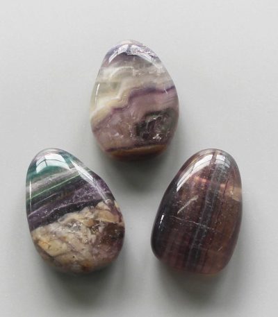 Yellow With Purple Stripe Fluorite Tumble Pendant With Cross Hole 2.5mm 0.8-1.2 inch (2.2-3cm) A/B