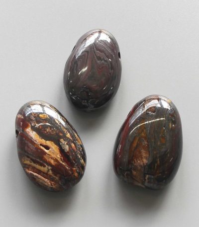 Tiger Iron Australia Tumble Pendant With Cross Hole 2.5mm 0.8-1.2 inch (2.2-3cm) A/B