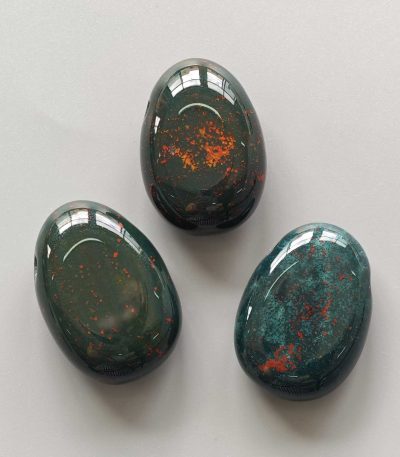 Blood Jasper Tumble Pendant With Cross Hole 2.5mm 0.8-1.2 inch (2.2-3cm) A/A+