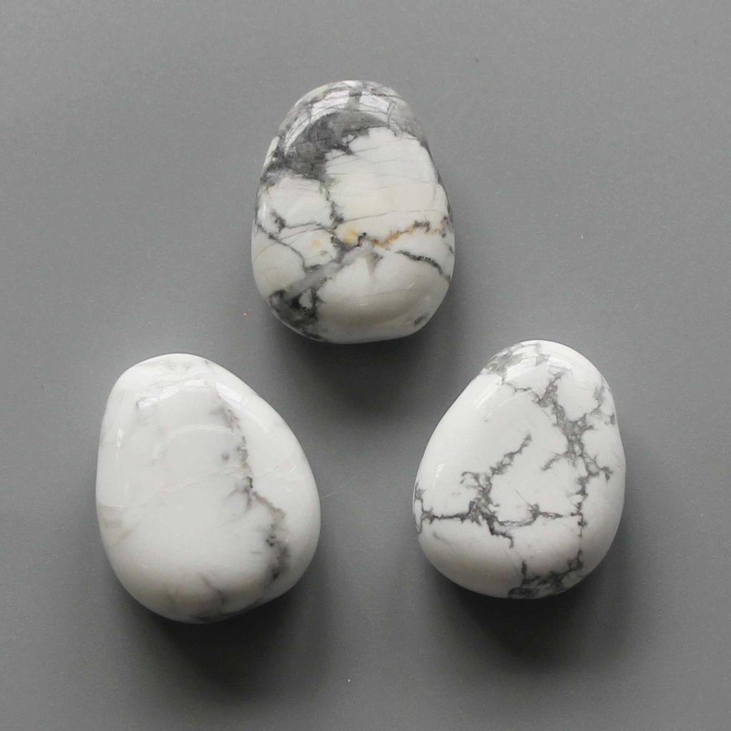 Howlite White Tumble Pendant With Cross Hole 2.5mm 0.8-1.2 inch (2.2-3cm) A