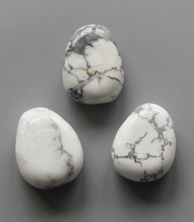 Howlite White Tumble Pendant With Cross Hole 2.5mm 0.8-1.2 inch (2.2-3cm) A