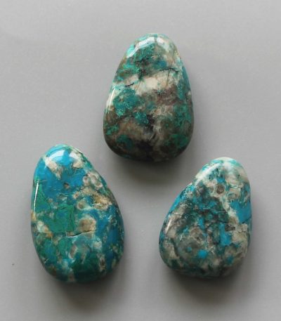 Chrysocolla Blue White Tumble Pendant With Cross Hole 2.5mm 0.8-1.2 inch (2.2-3cm) A