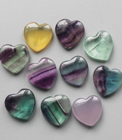 Rainbow Fluorite Heart 0.8 inch (0.6 x 2 x 2cm) A+