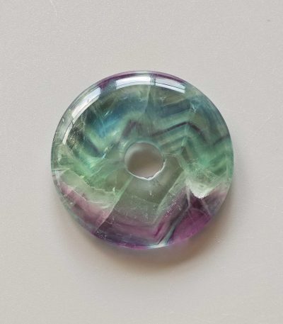 Rainbow Fluorite Donut 1.6 inch (0.7 x 4cm) A/A+