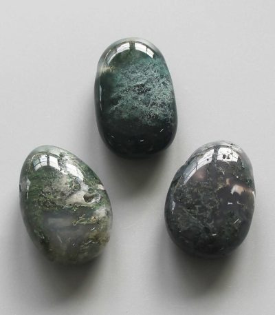 Moss Agate Tumble Pendant With Cross Hole 2.5mm 0.8-1.2 inch (2.2-3cm) A/B