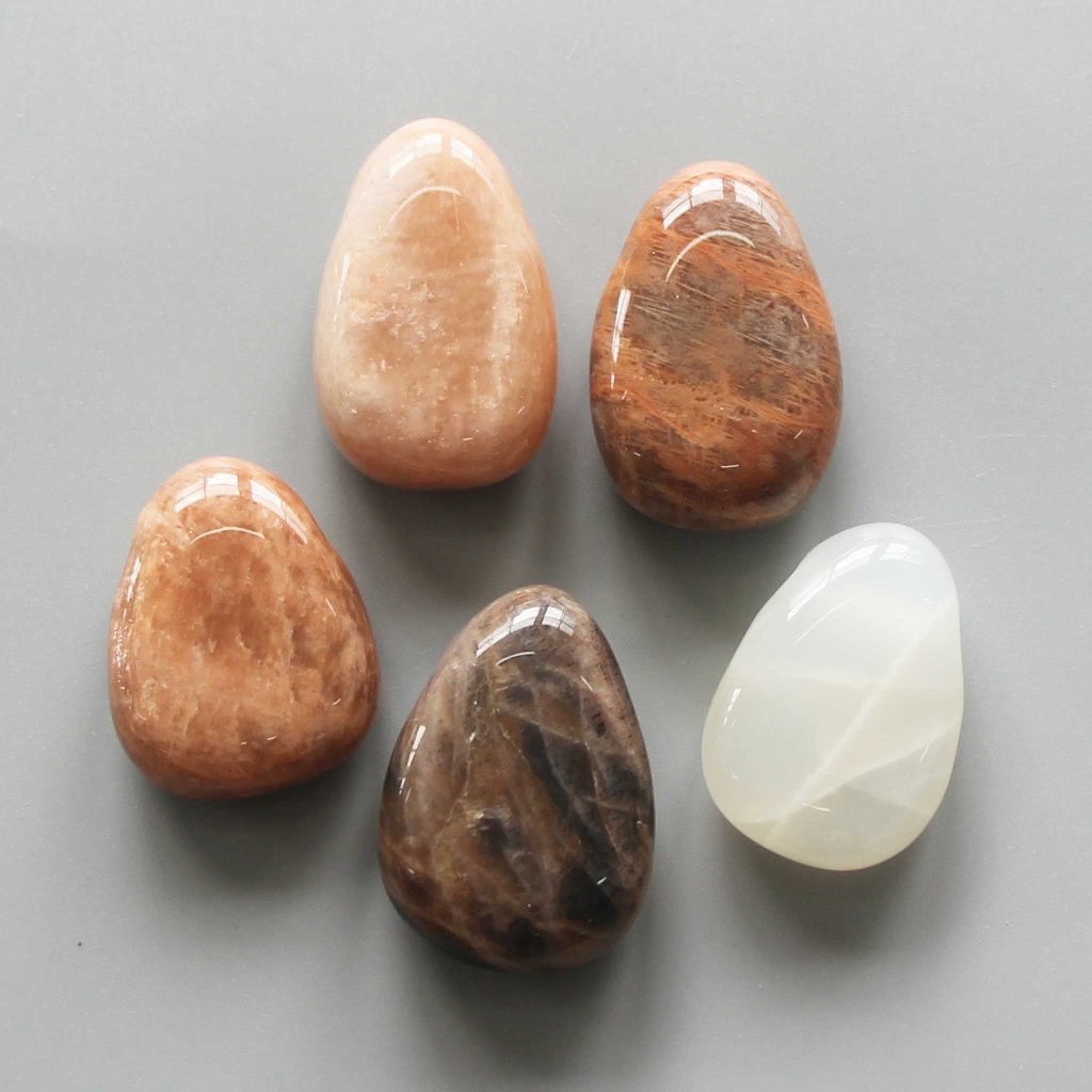 Moonstone Tumble Pendant With Cross Hole 2.5mm 0.8-1.2 inch (2.2-3cm) A