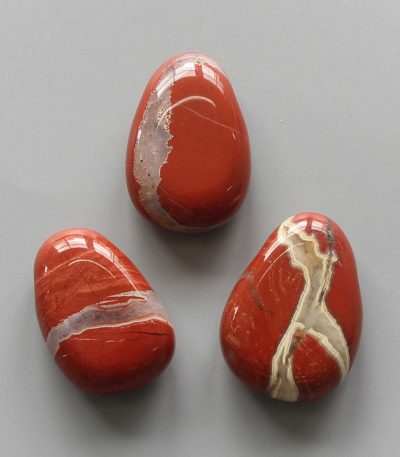 Red Rainbow Jasper Tumble Pendant With Cross Hole 2.5mm 0.8-1.2 inch (2.2-3cm) A