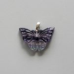 Blue Purple Rainbow Fluorite Butterfly Pendant w/Silver 30mm A+/AA