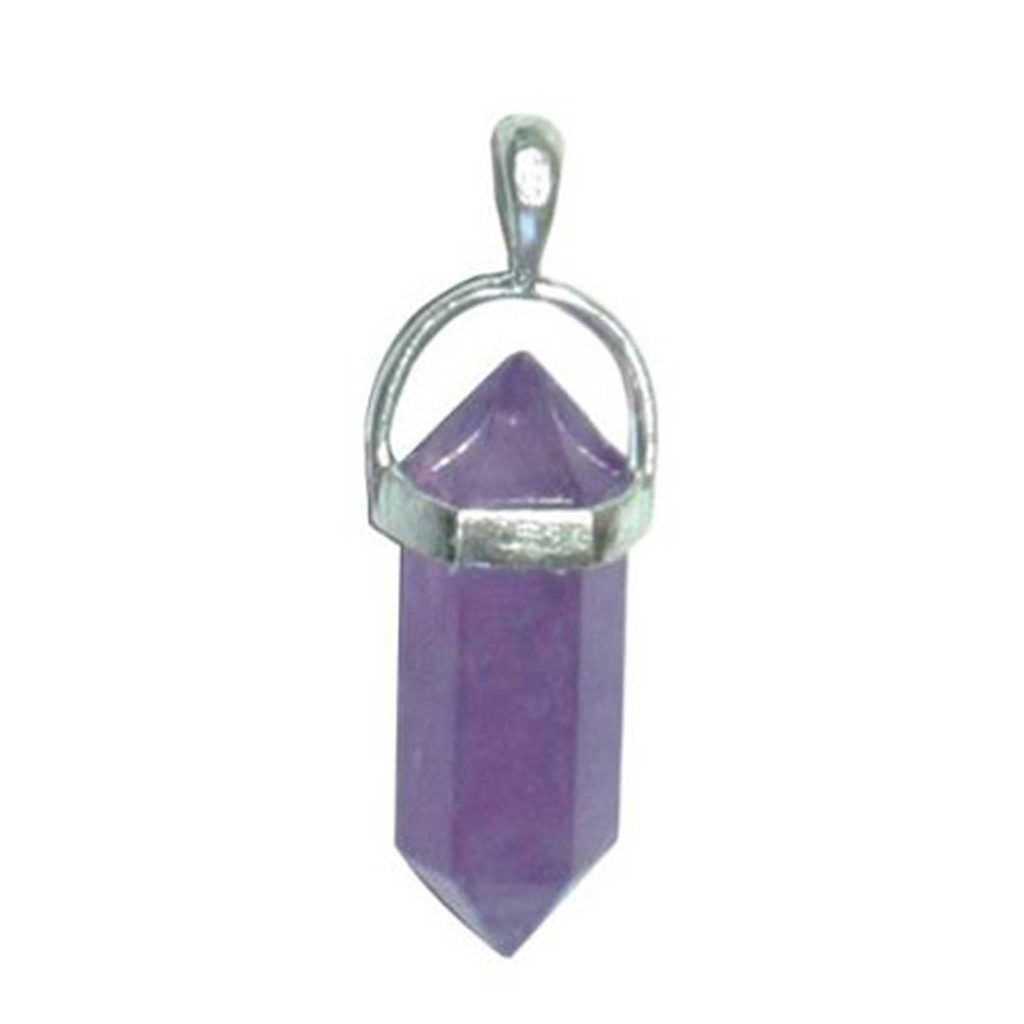 Amethyst Double Point Pendant With Silver 7x22mm A/A+