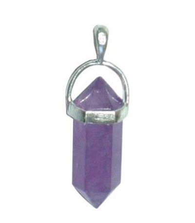 Amethyst Double Point Pendant With Silver 7x22mm A/A+