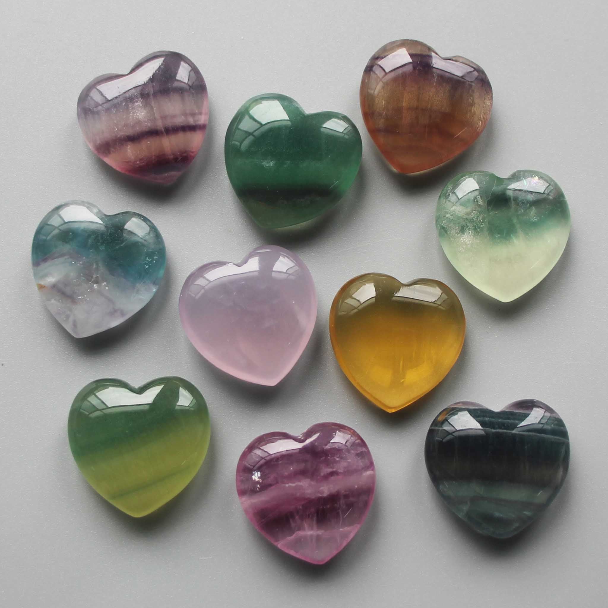 359eb74c928bd80ec8b14a807202e4a4 Rainbow Fluorite Heart 1 inch (1 x 2.5 x 2.5cm) A+