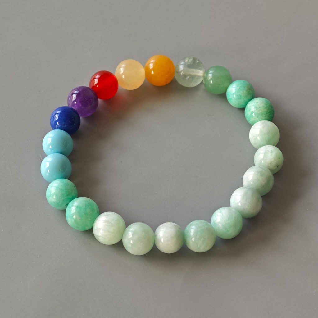 Amazonite Brasil Round Bracelet with Chakra Bead 8mm A