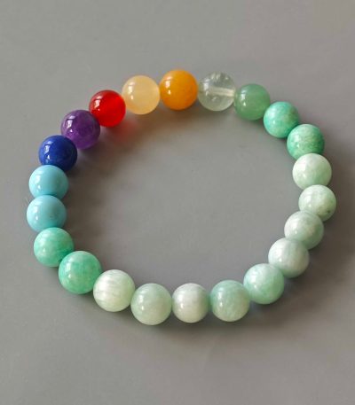 Amazonite Brasil Round Bracelet with Chakra Bead 8mm A