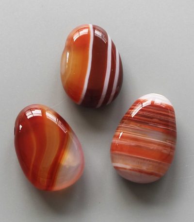 Carnelian With Stripe Tumble Pendant With Cross Hole 2.5mm 0.8-1.2 inch (2.2-3cm) A/A+