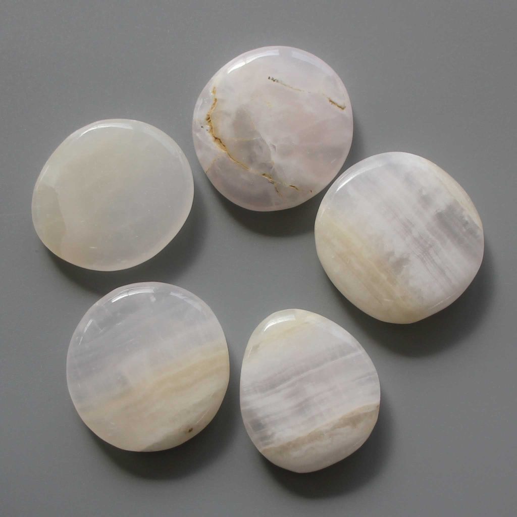 Pink Calcite Smooth Stone 1.6 inch (0.8-1 x 3.5-4.5cm) A/B