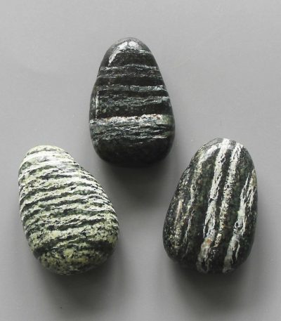 Zebra Green Jasper Tumble Pendant With Cross Hole 2.5mm 0.8-1.2 inch (2.2-3cm) A