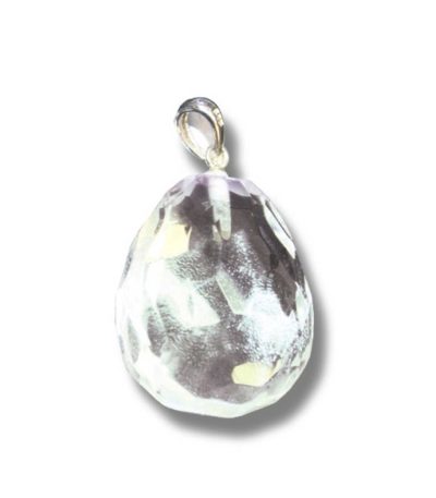Crystal Faceted tumble pendant with silver 25-30mm A/A+