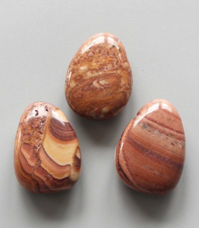 Red Picture Stone Tumble Pendant With Cross Hole 2.5mm 0.8-1.2 inch (2.2-3cm) A/B