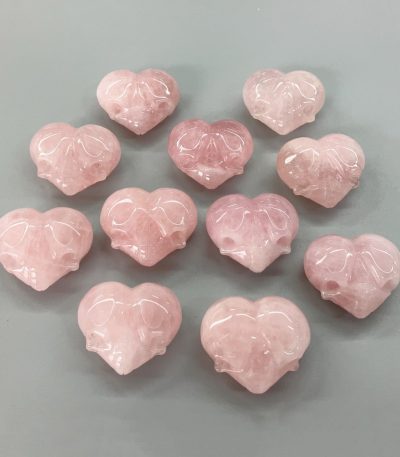 Rose Quartz Double Skull in Heart Shape P 1.8 inch (4.5cm) A