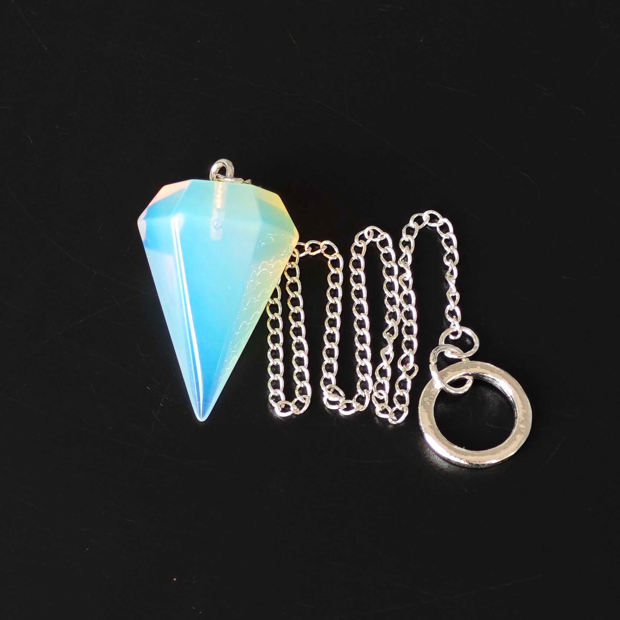 3d45ea2a6a6e7bf424ee5d0fccf89781 Opalite Single point pendulum with chain 1.4 inch (2.5x3.5cm) A/A+