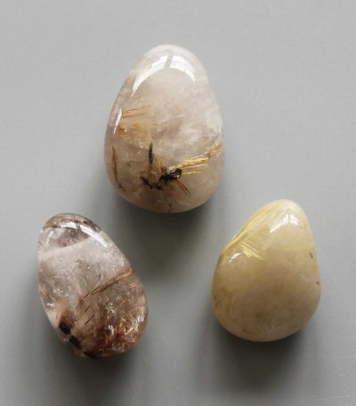 Gold Rutile Quartz Tumble Pendant With Cross Hole 2.5mm 0.8-1.2 inch (2.2-3cm) A/B